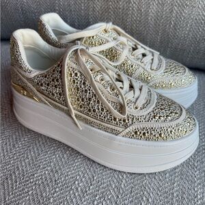 Michael Kors Gold and White Women's Platform Sneakers